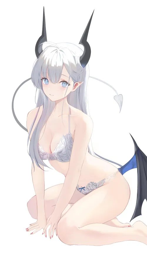 Thumbnail Seductively Cute: White Lingerie Succubus by marxsander2016