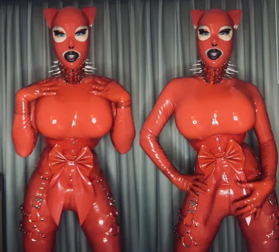 Thumbnail Red Rubber Kitty: A Playful ShinyPorn Delight