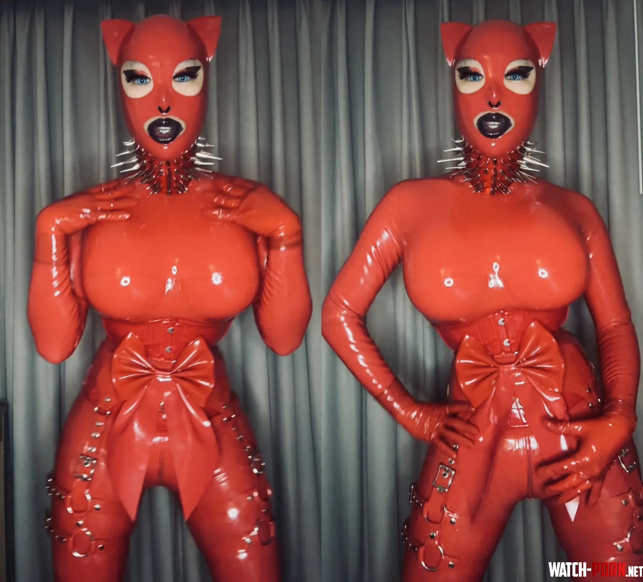 Red rubber kitty by ekwoekwo
