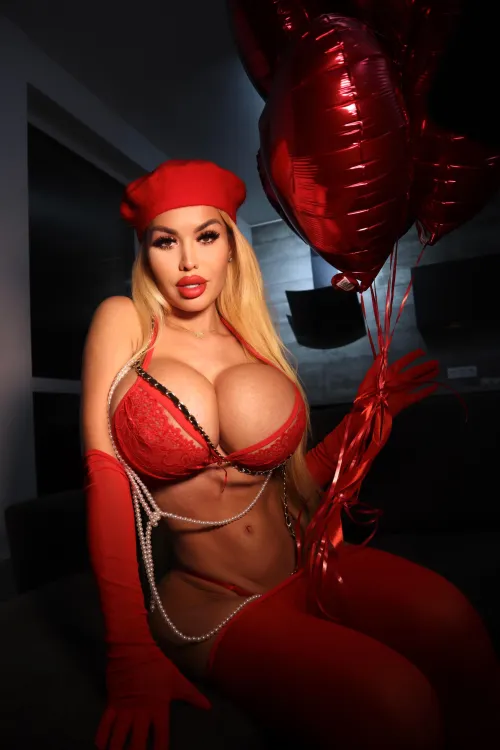 Thumbnail My Vibes Are So Intense You Can Feel Them from Miles Away: Red Lingerie Seduction by CaseySoda