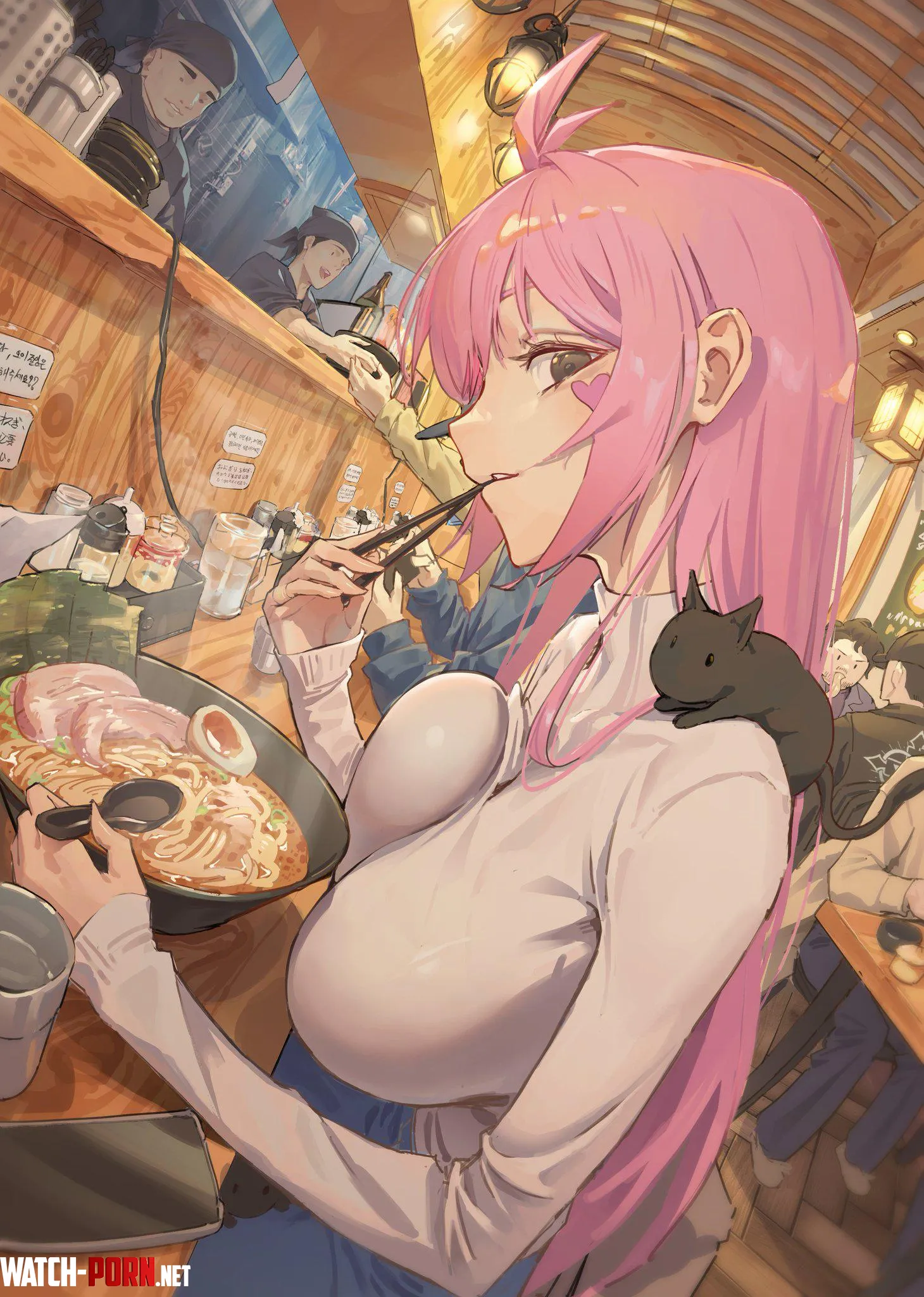 Enjoying eating a bowl of ramen by marxsander2016