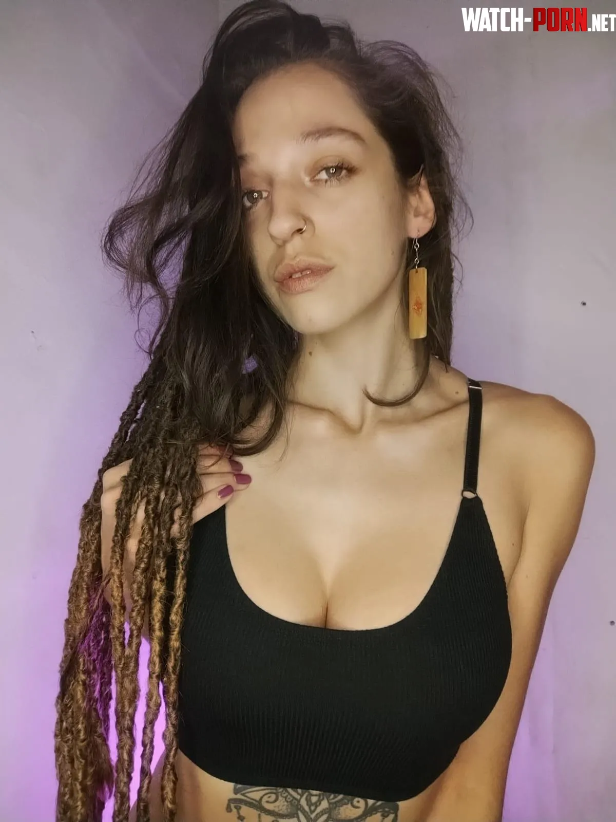 My dog likes my boobs in this sportsbra wbu by Dreadlock_Goddesss