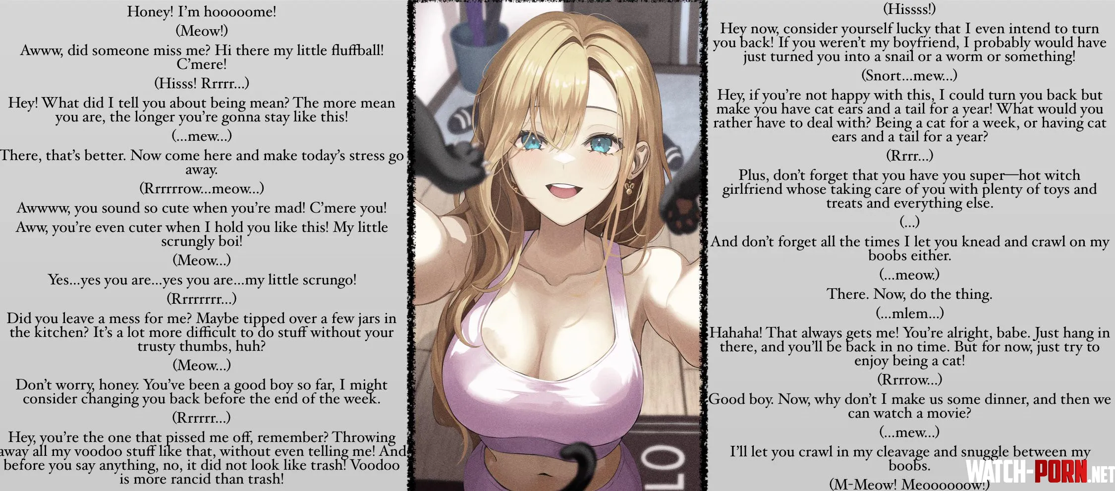 Turns out pissing off your GF is even more dumb when shes a witch youre a cat now no sex magic shenanigans caretaking funny boobs by Sir-M-Oxlong