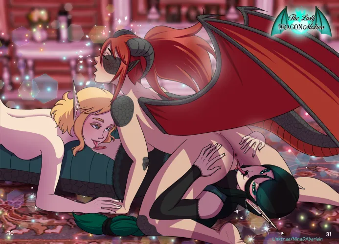 Thumbnail Dragon Girl, Elf, and Lamia Comic Pages: The Lusty Dragon Mistress Thrills