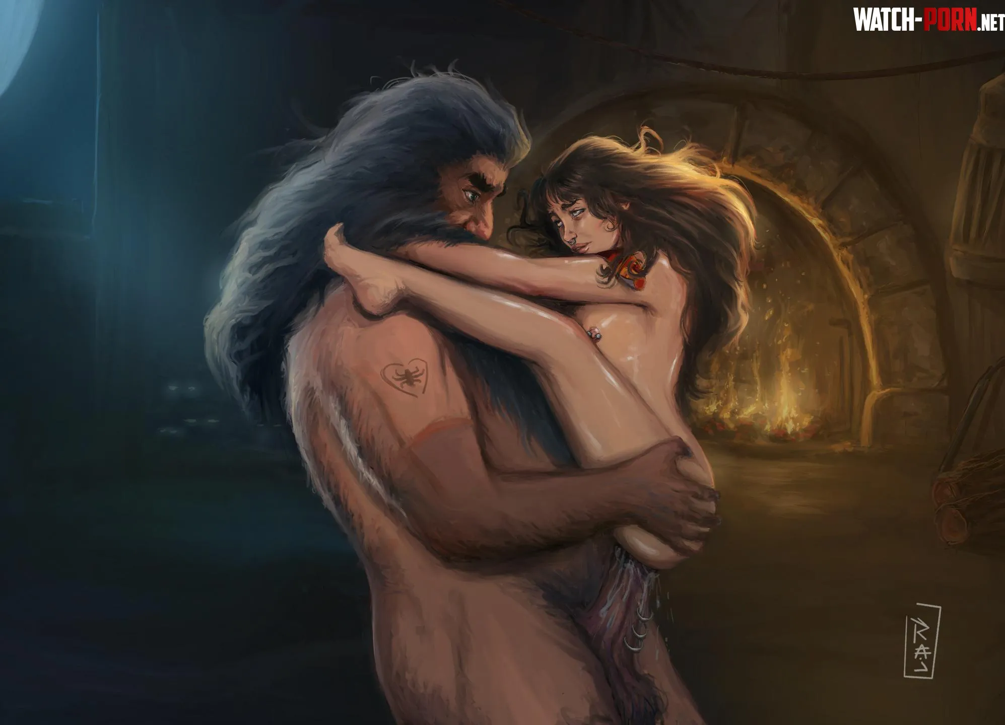 RajDrawHermione and hagrid reunion by Late-Rough-1944