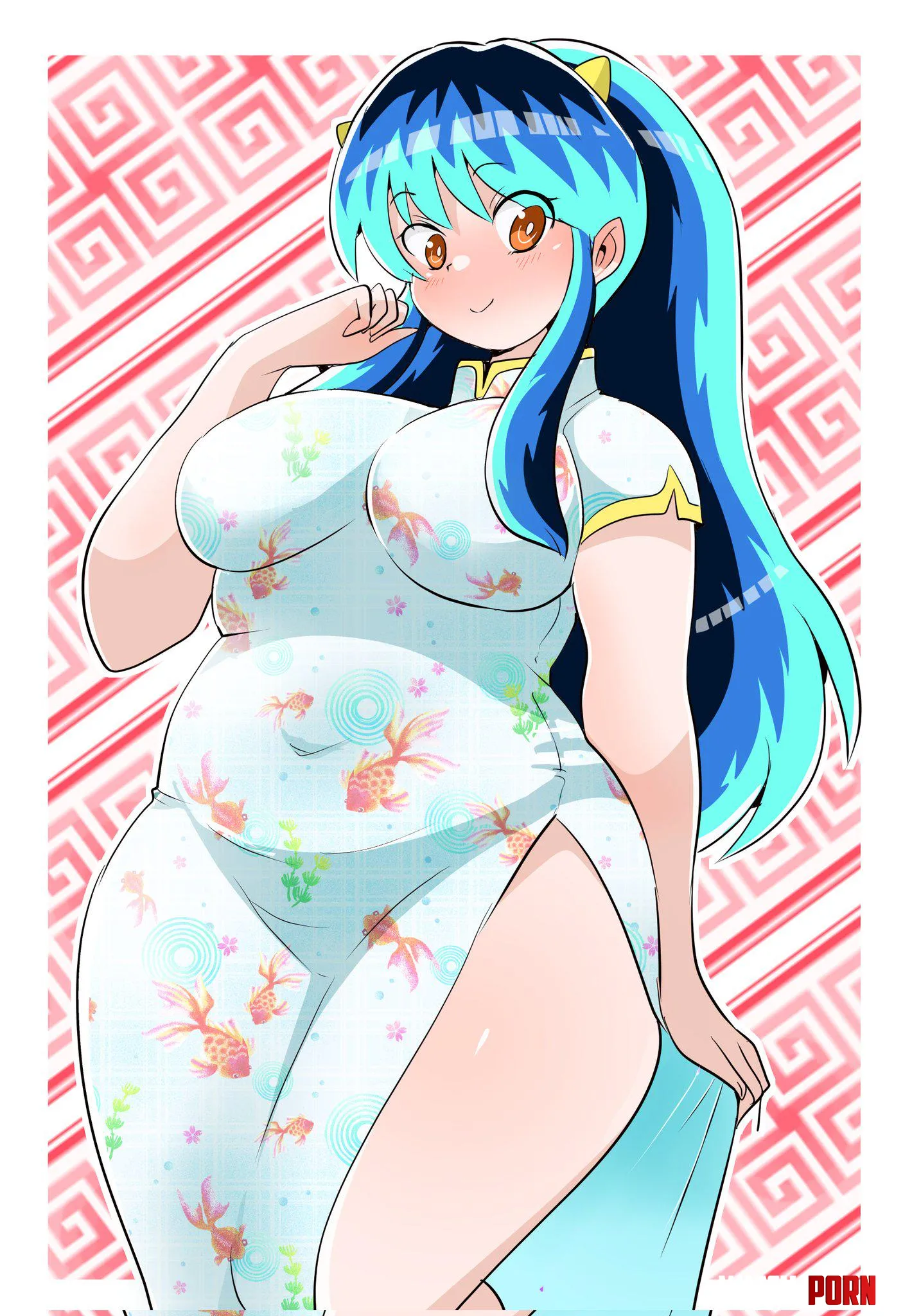 Lum in a Chinese dress by LafterMastr