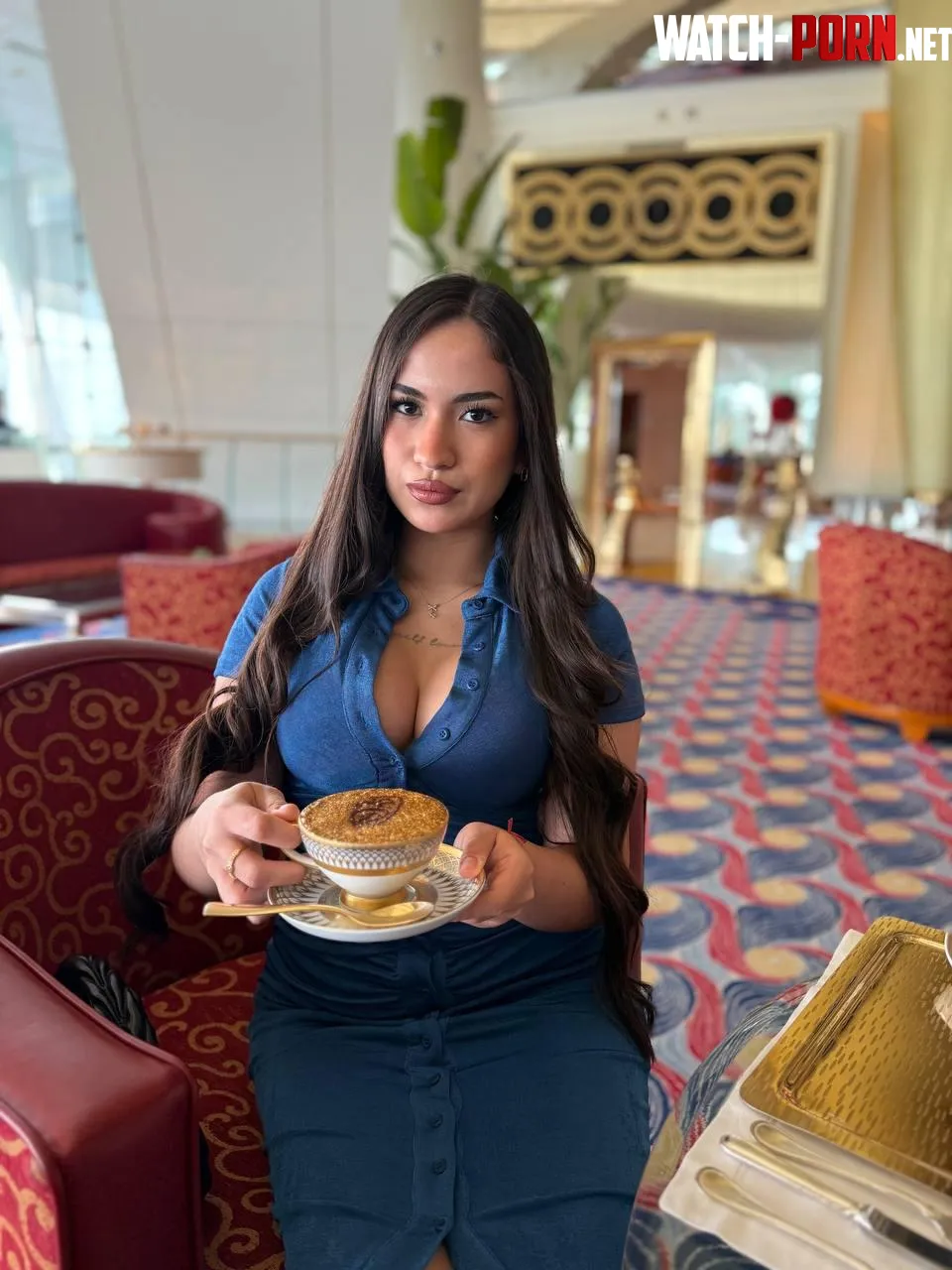 A coffee with my tight blue dress by Princess_baby66
