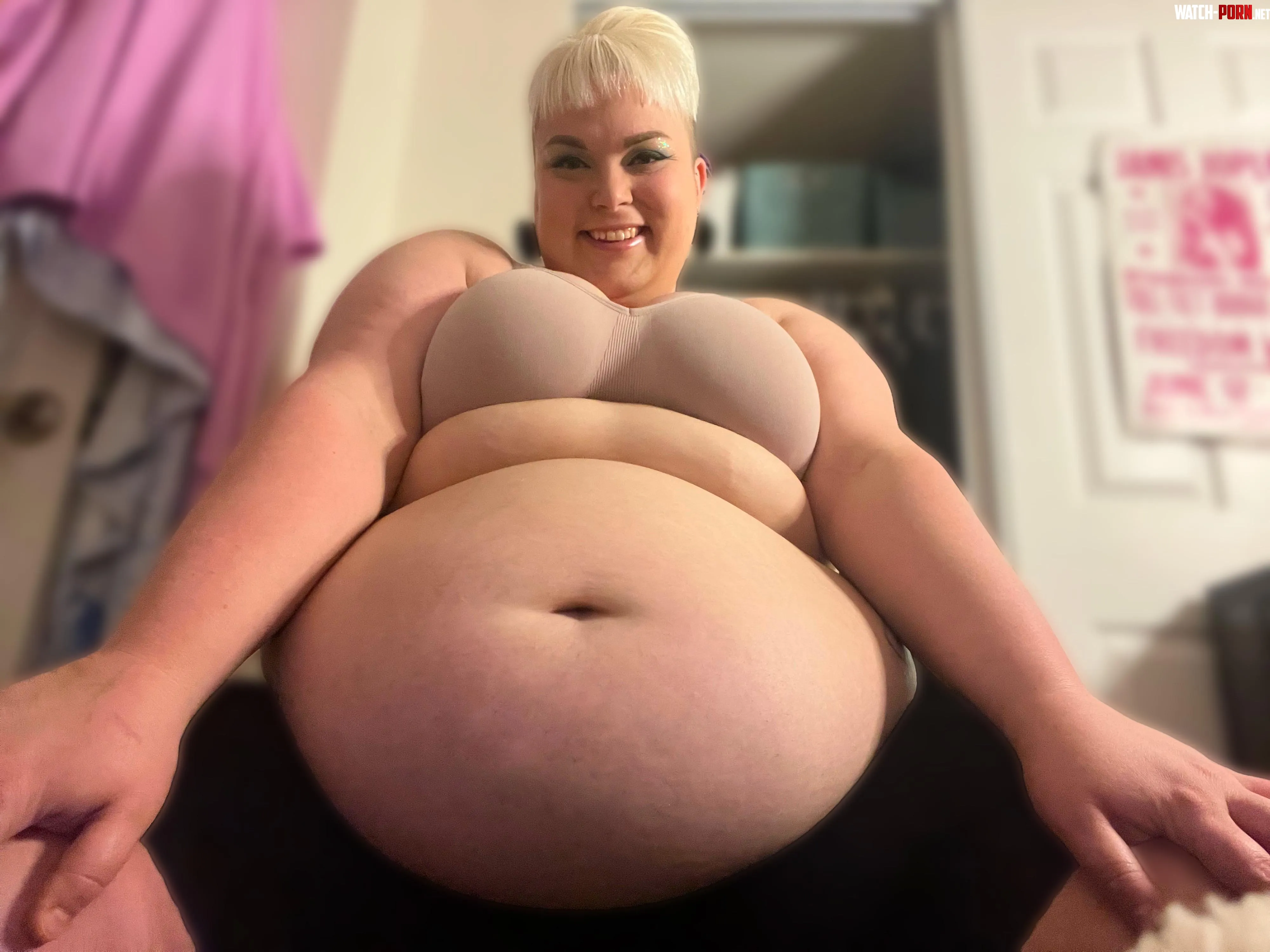 Even the most spandexy of bike shorts are no match for this big round belly  by Chubby_Lovey24