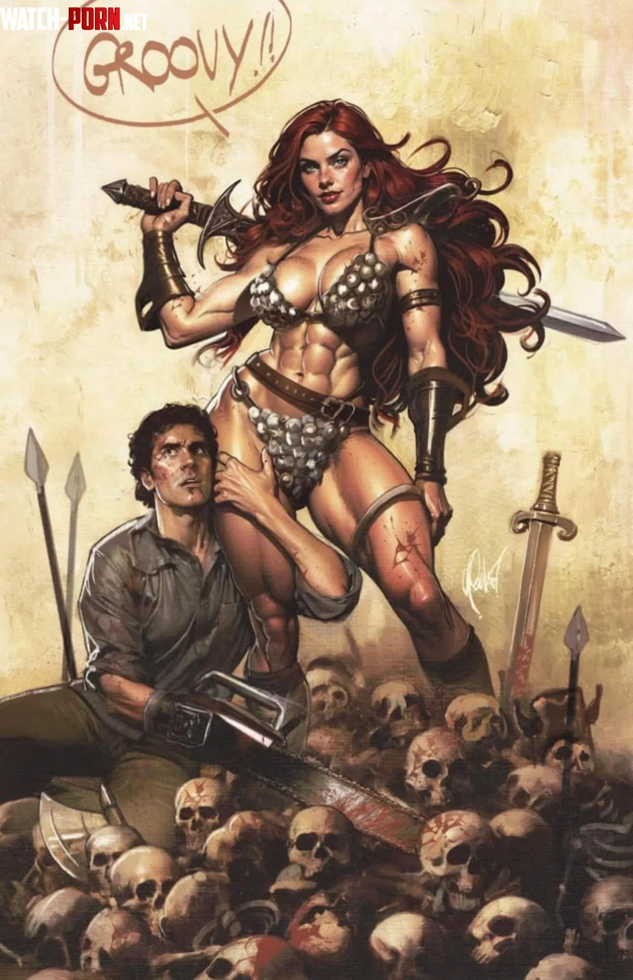 Red SonjaArmy of Darkness homeage Cedric Poulat Dynamite Comics by I_Am_Nioh
