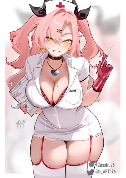 Thumbnail Naughty Nurse Nicole Art by Zasshu in thighdeology
