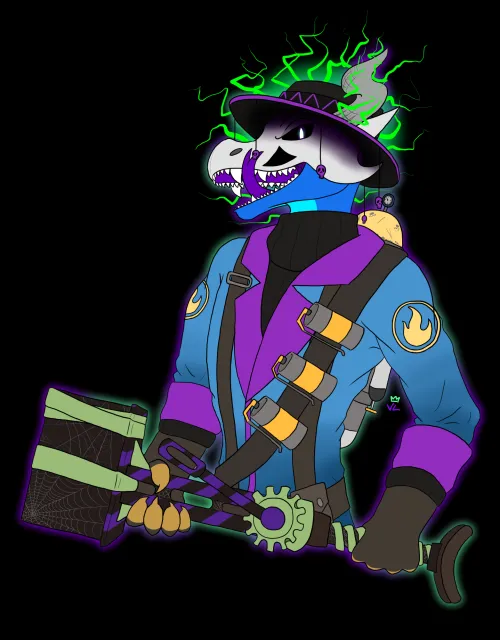 Thumbnail Fursona Skullamander in TF2 Outfit OC by Void-Lizard in Furry Category