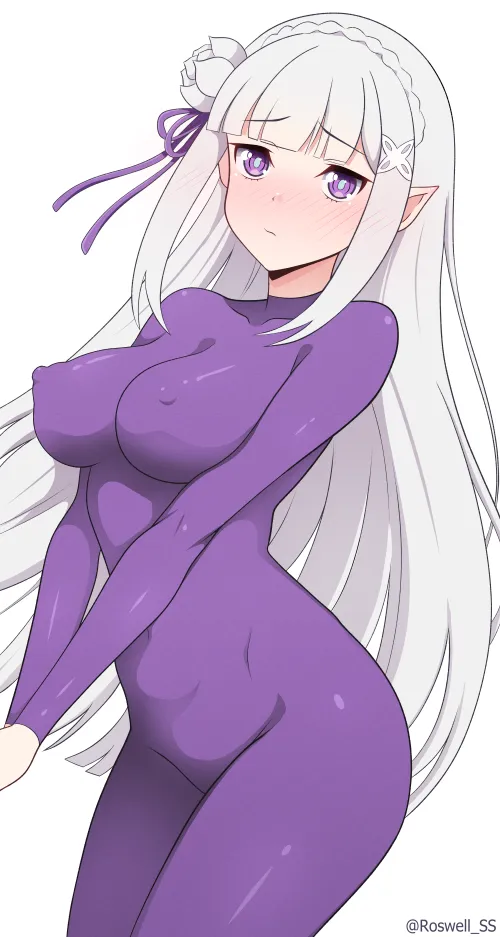 Thumbnail Csxc's Sensual Journey with Emilia's Skintight Bodysuit from ReZero - animebodysuits Captivating