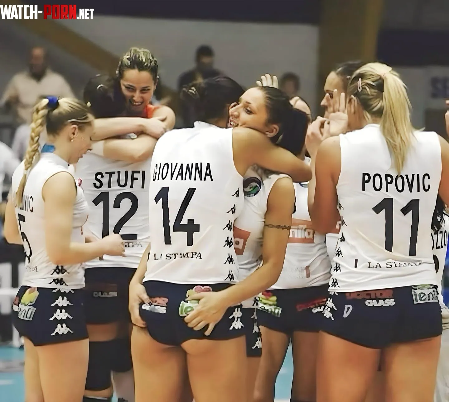 Giovanna Popovic and Stuff of Tampa University Volleyball Team Celebrating by juliekaghulam