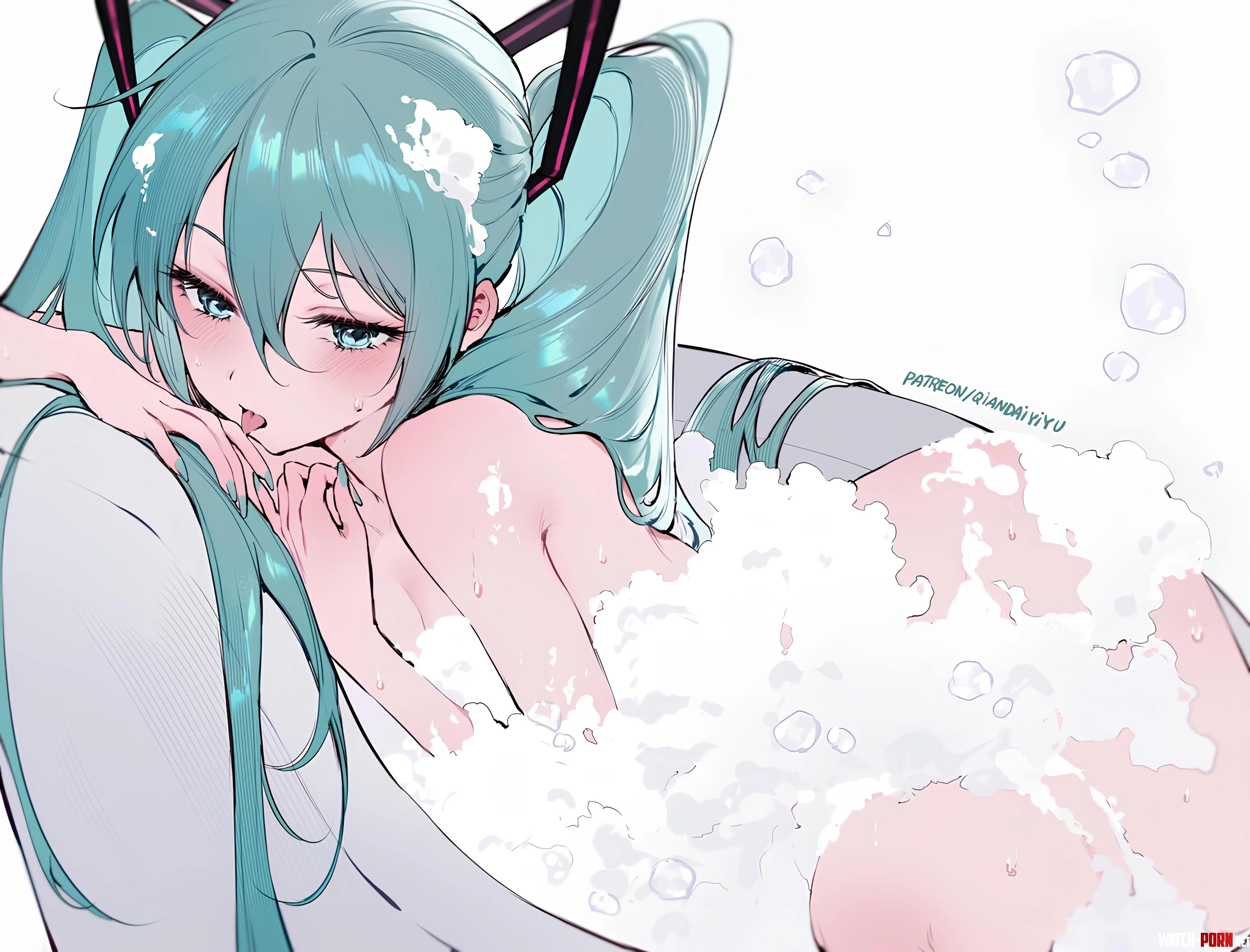 Hatsune Miku bathing qiandaiyiyu Vocaloid by Silent_Steak_9540
