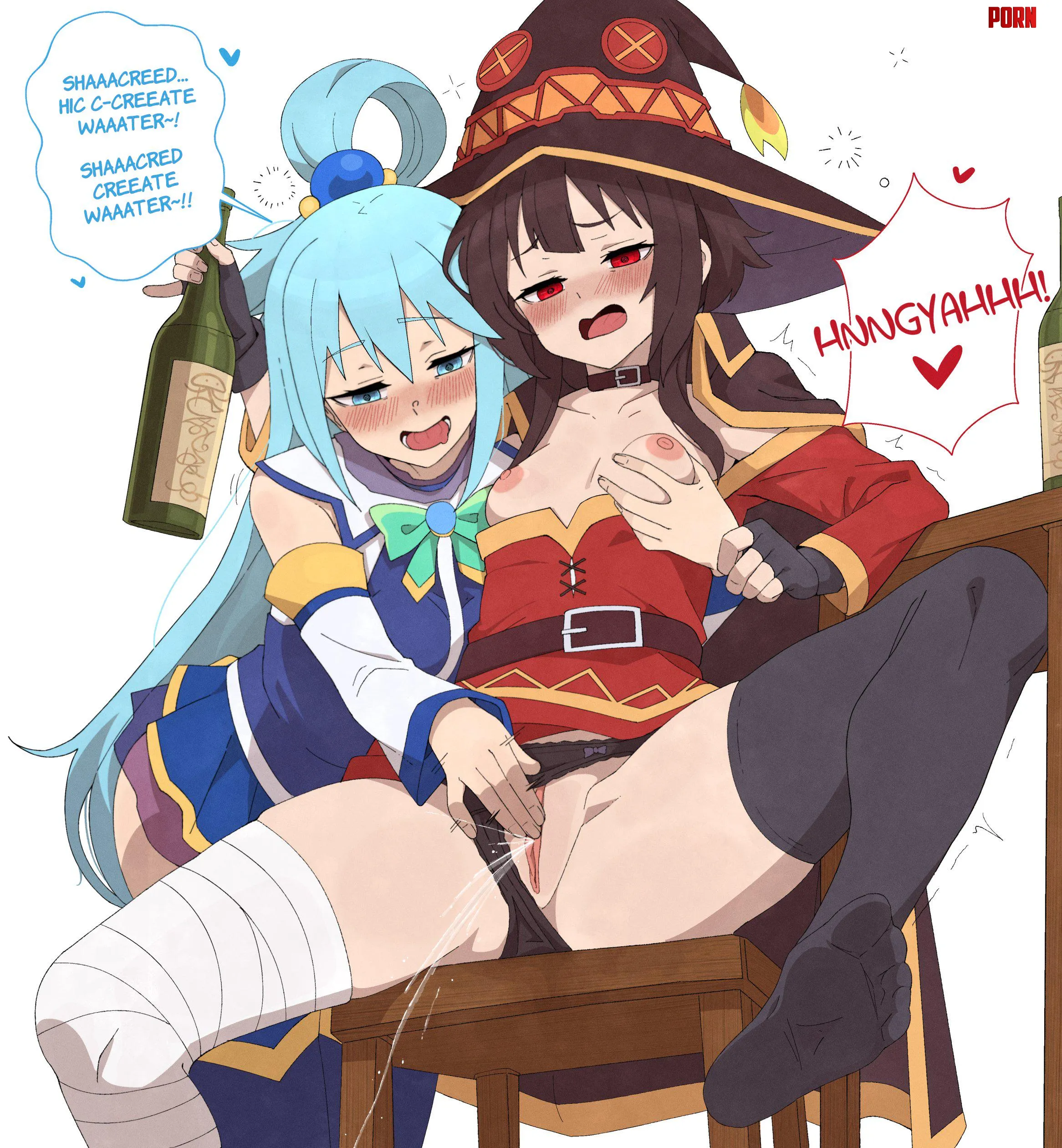 Holy Squirtification  Aqua and Megumin Konosuba Fenqury by pinkynoseddd
