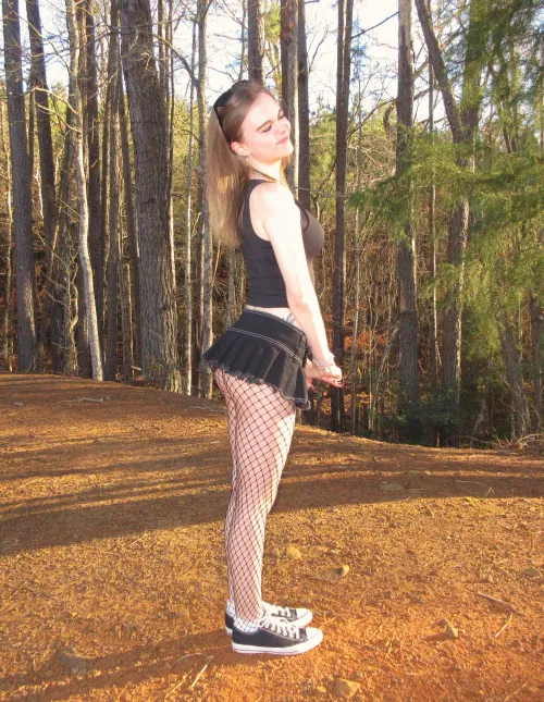 Thumbnail Subject-Narwhal-8396 Contemplates Woods Encounter in miniskirt