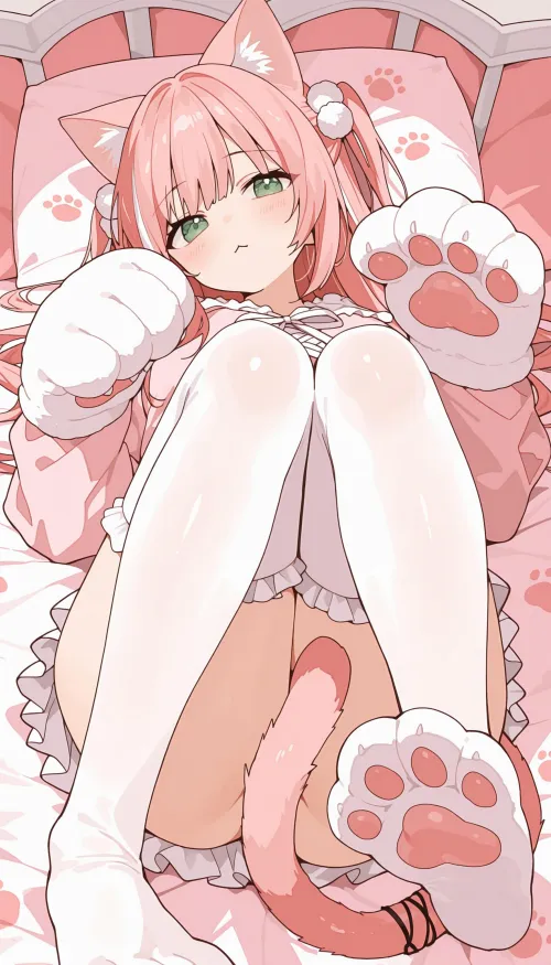 Thumbnail Pink Fluff Laziness Explored by furueri | Nekomimi Category