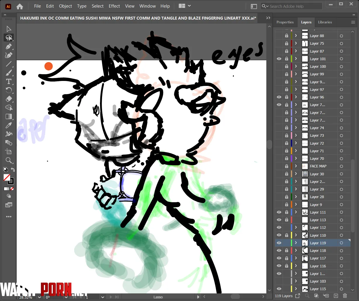 Whats something i can add to close the negative space Under tangles arm by Taksicle