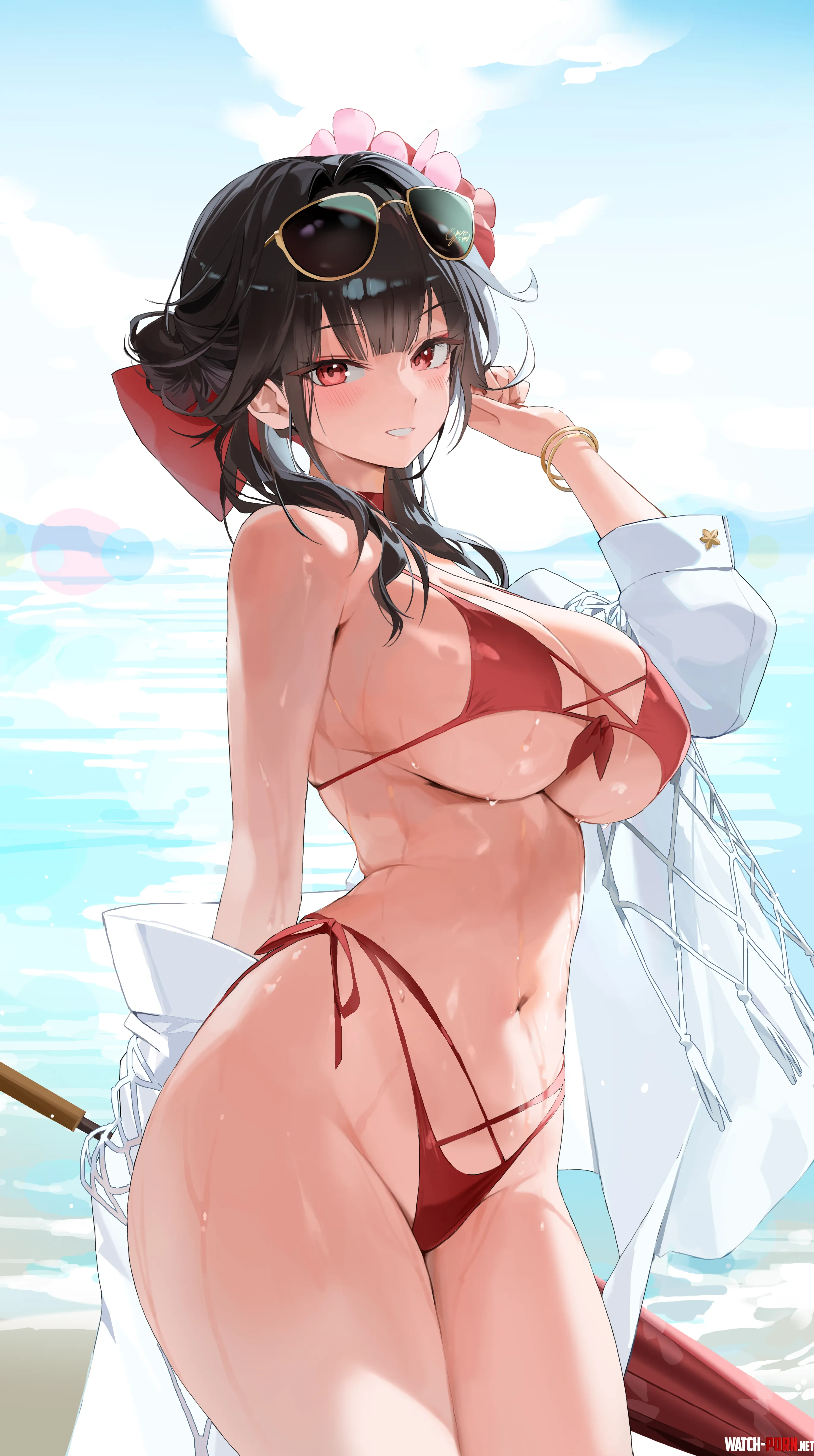 Sakura in red bikini Nikke by xSaviour_N