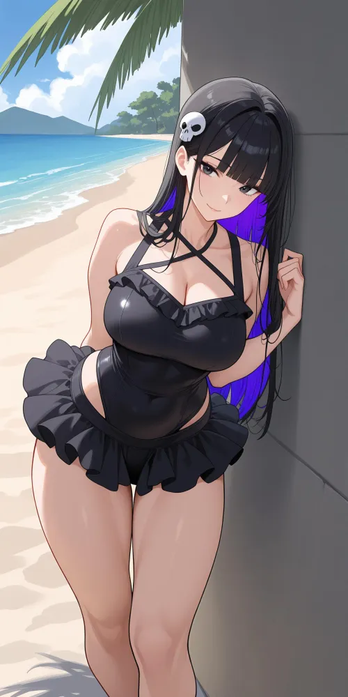 Thumbnail Captivating Swimsuit Goth Girl by CheetahSperm18 in thighdeology