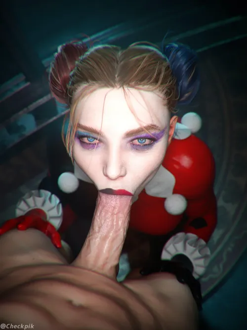 Thumbnail Harley Sucking in DC Checkpik by EroMestre | Superhero Porn
