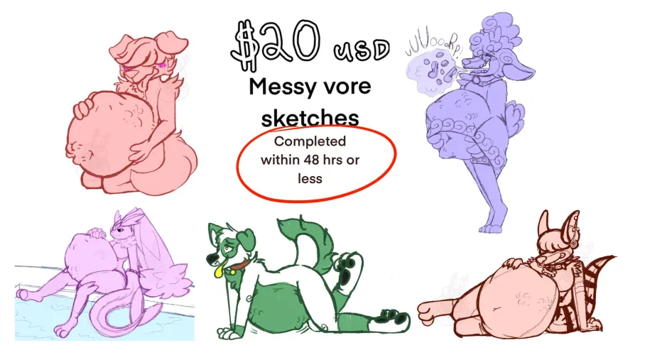 Thumbnail Image 20 RUSH VORE SKETCHES SqueakyCryptids by Mement0-Morii