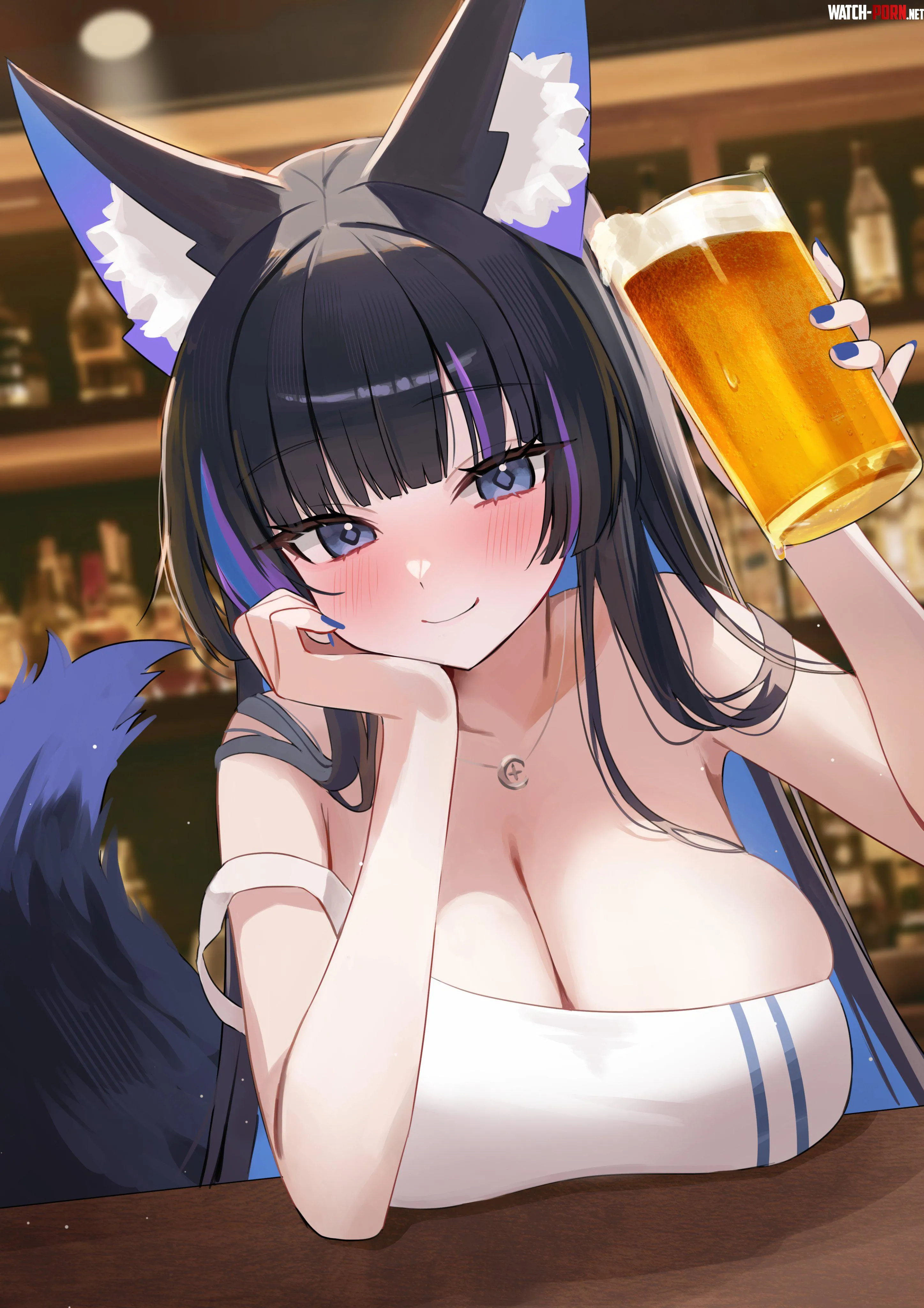 Foxgirl at a bar by marxsander2016
