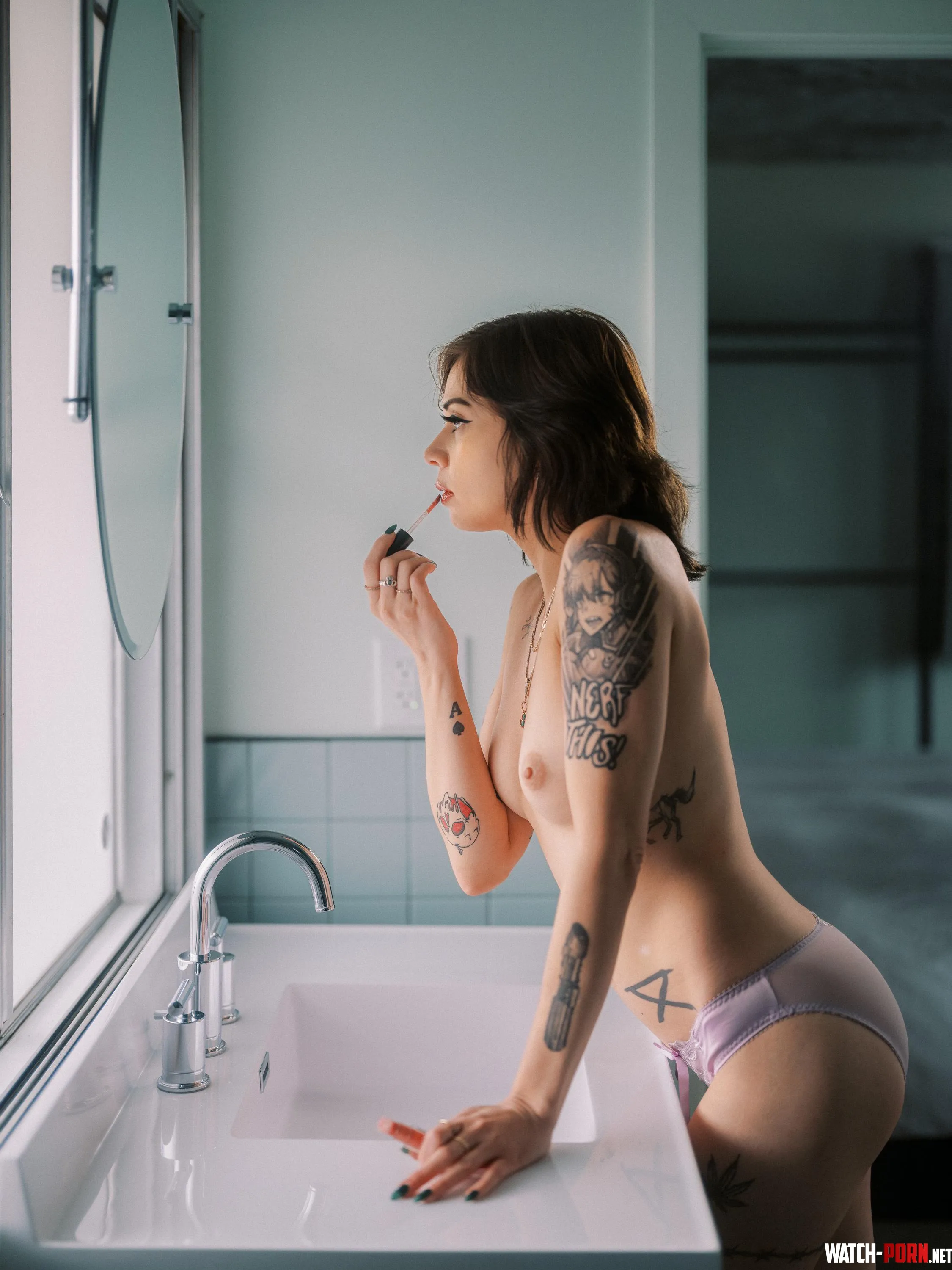 Morning rituals with model LilTokyo  photo by Jack Linden OC by Jack-von-Linden