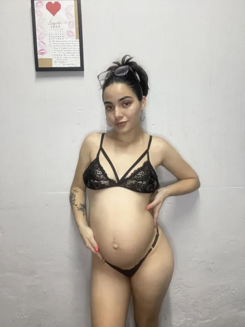 Thumbnail Pregnant Elegance - 'Sexy Black Lingerie Maternity Look' by peachyygirly