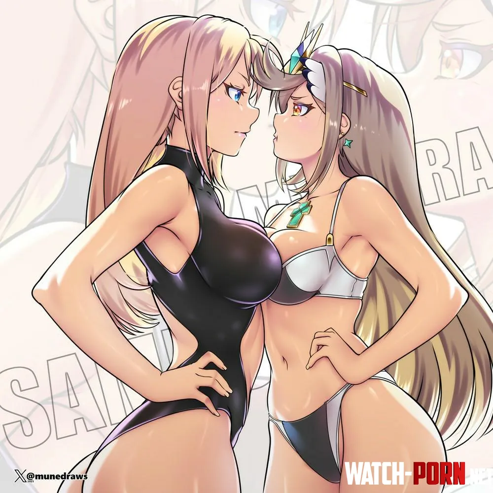 Samus vs Mythra munedraws on Bluesky Metroid amp Xenoblade Chronicles by TheDerpSpoon