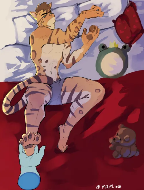 Thumbnail Bengal Kitten Relaxing: A Furry Delight by milplina