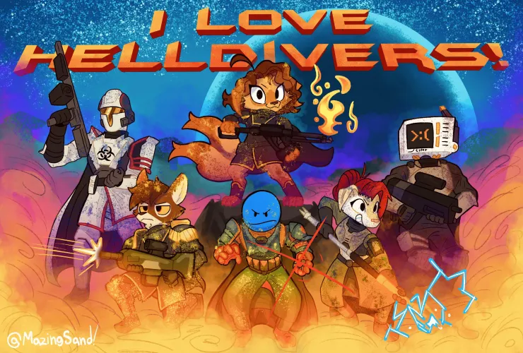 Thumbnail MazingSand Enjoys Helldivers with Friends - Furry Fun