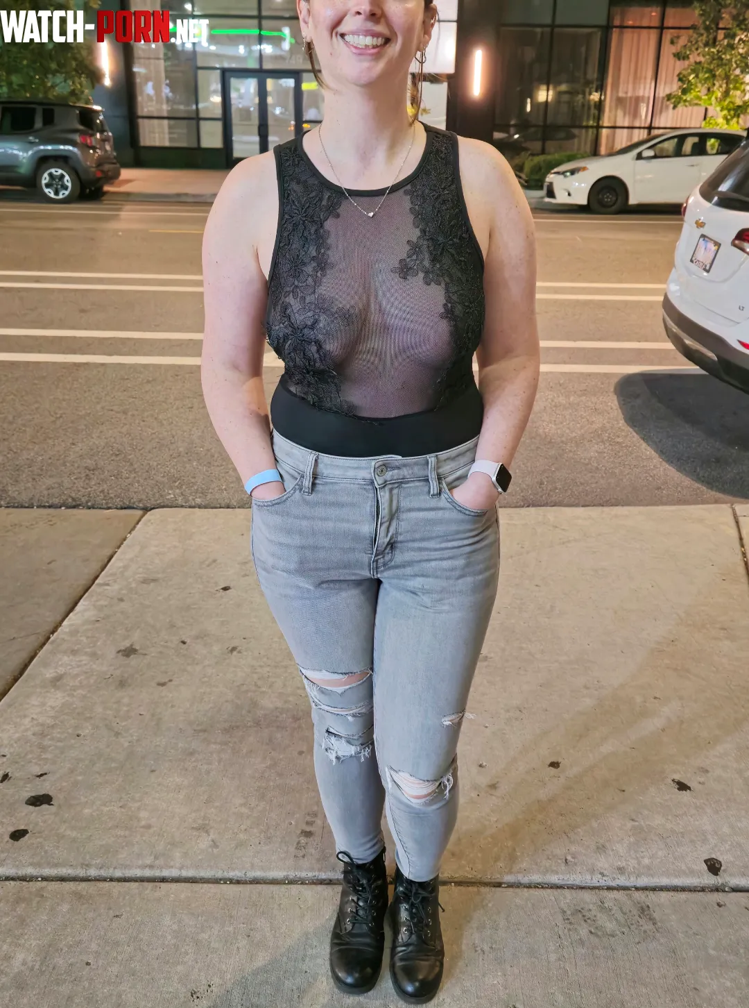 This sheer cleavage was able to catch a lot of wandering eyes by TimidLilyGirl