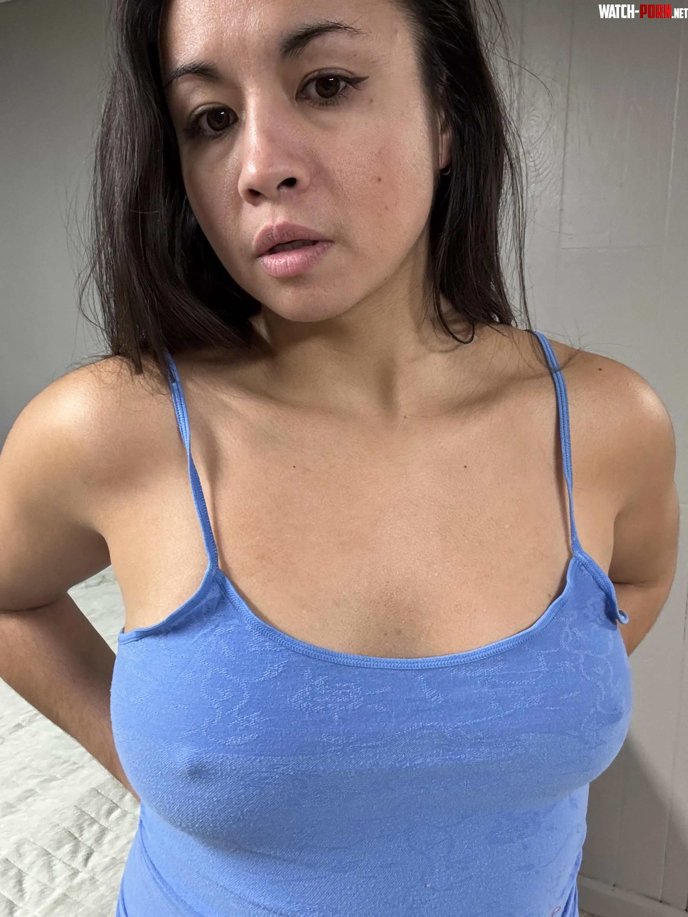 Poking right through my blue tank by Fabulous_Fall7460