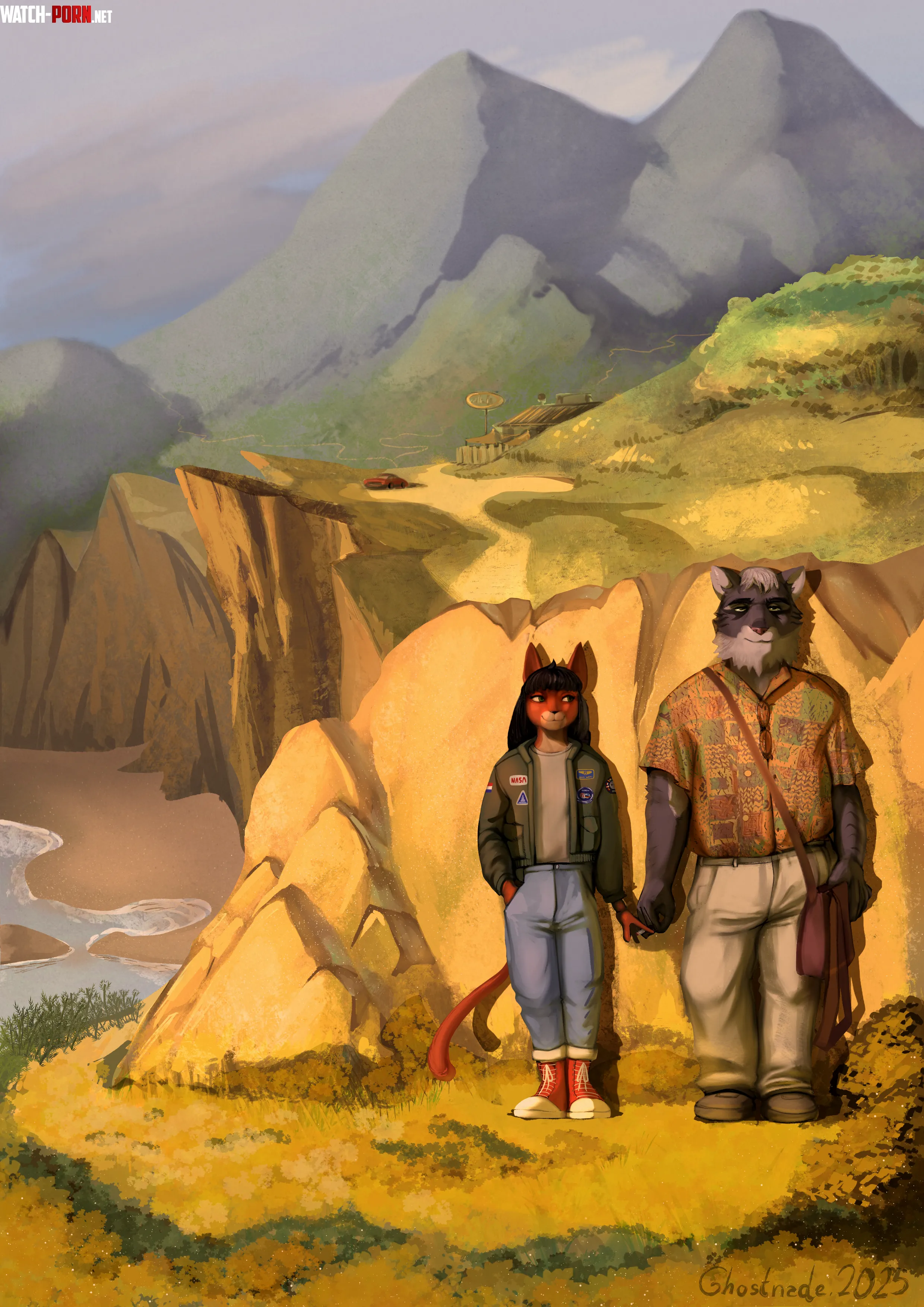 Sneaking cigarettes at Big Sur 1986 art by Ghostnade by FallenBelfry