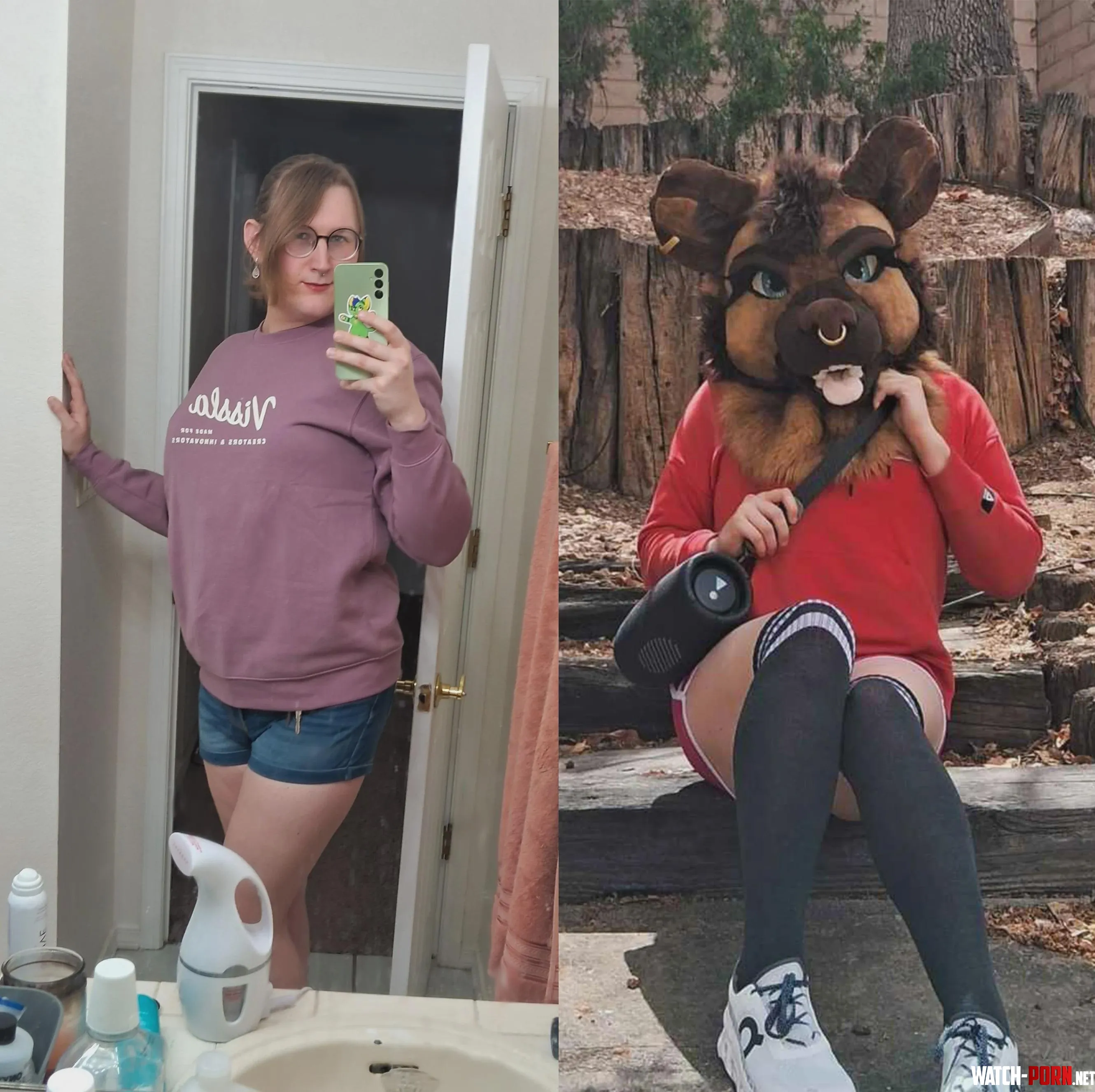 Cats out of the bag sooo Fursuiter vs Fursuit for fun  by FoxYeen