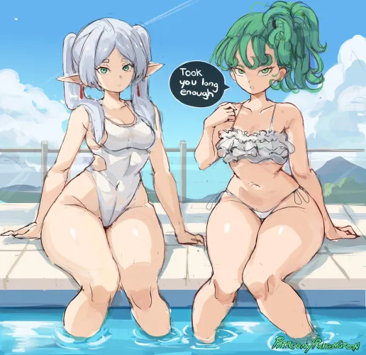 Thumbnail Frieren and Fubuki: Summer Fun at the Swimming Pool | rakeenart