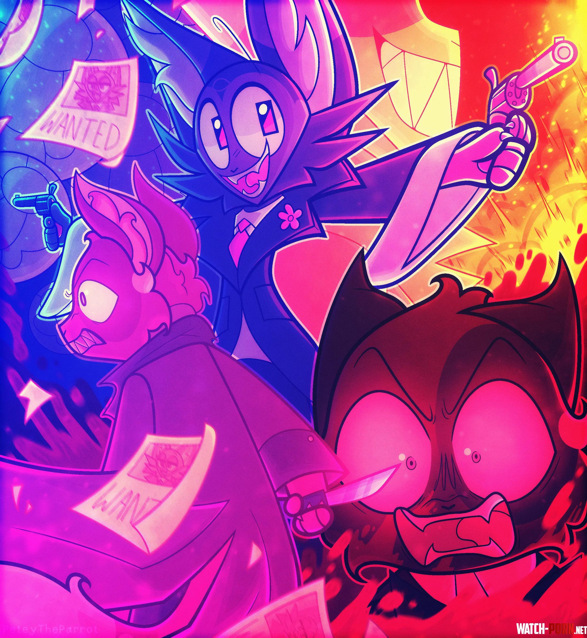 One of my favorite drawings with my OCs  by PeteyBirdd