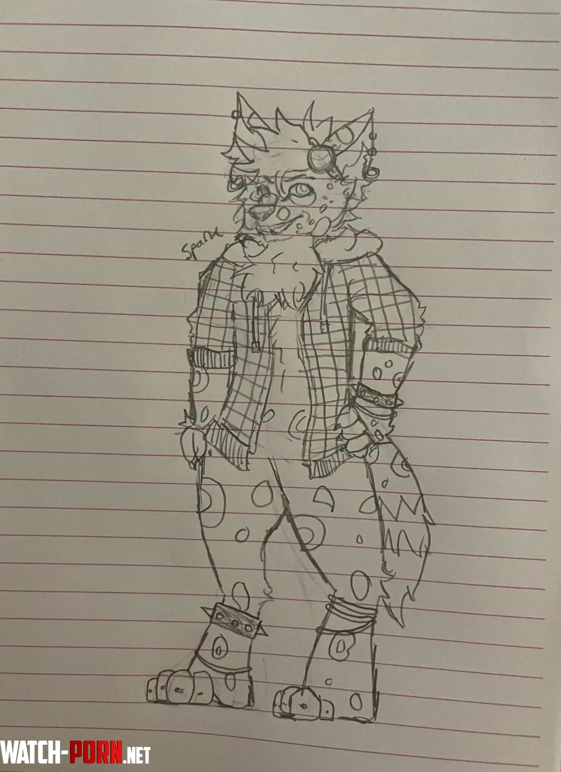 Hi Im new here This is my fursona Spark the punk painted dog Art by my best friend by Hunynutfox