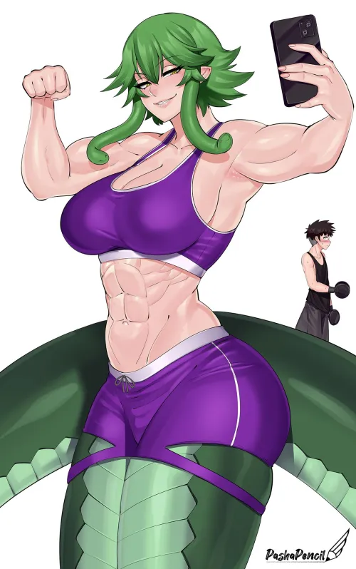 Thumbnail Admire 'Medusas Flex' Drawing by PashaPencil | A_MASSIVE_PERVERT FitDrawnGirls