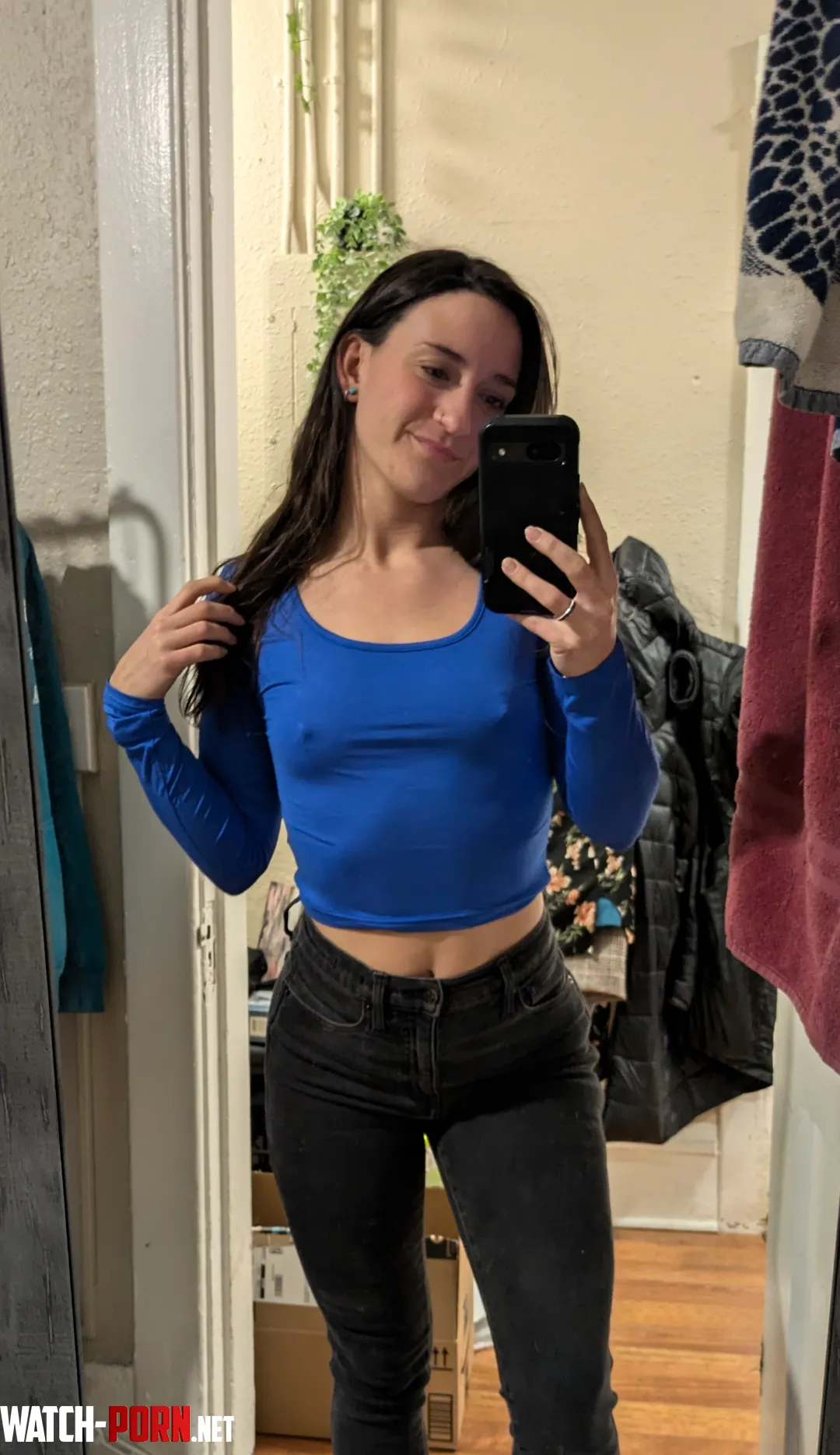 No hiding whats underneath in this thin blue top by gabbywoods_