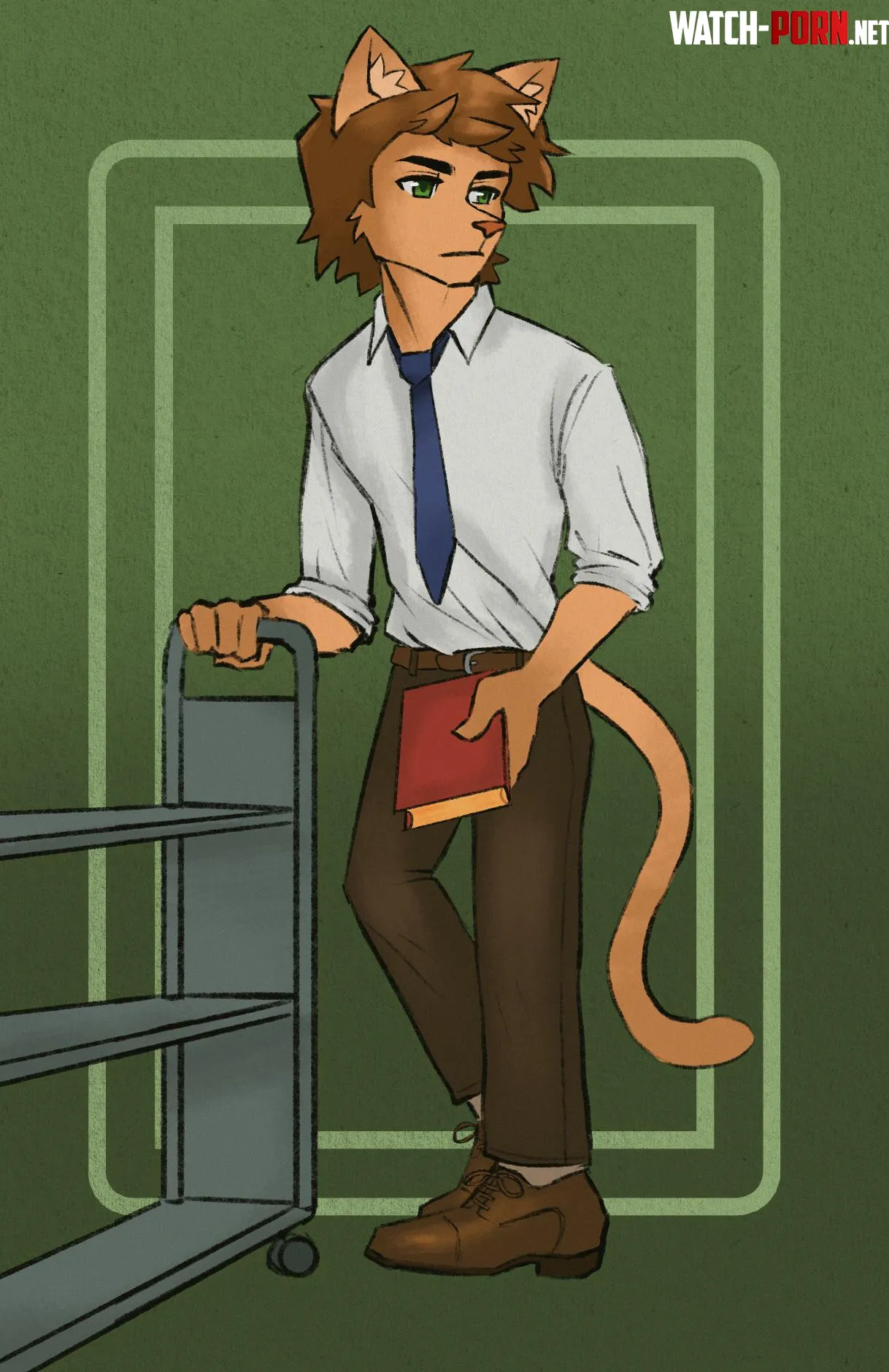 Library cat art by me by forest-fur