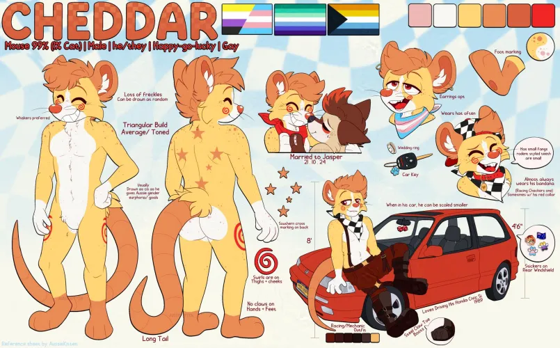 Thumbnail Introducing My Sona Cheddar's New Ref Sheet: A Furry Creation by Aussie_Kitten_