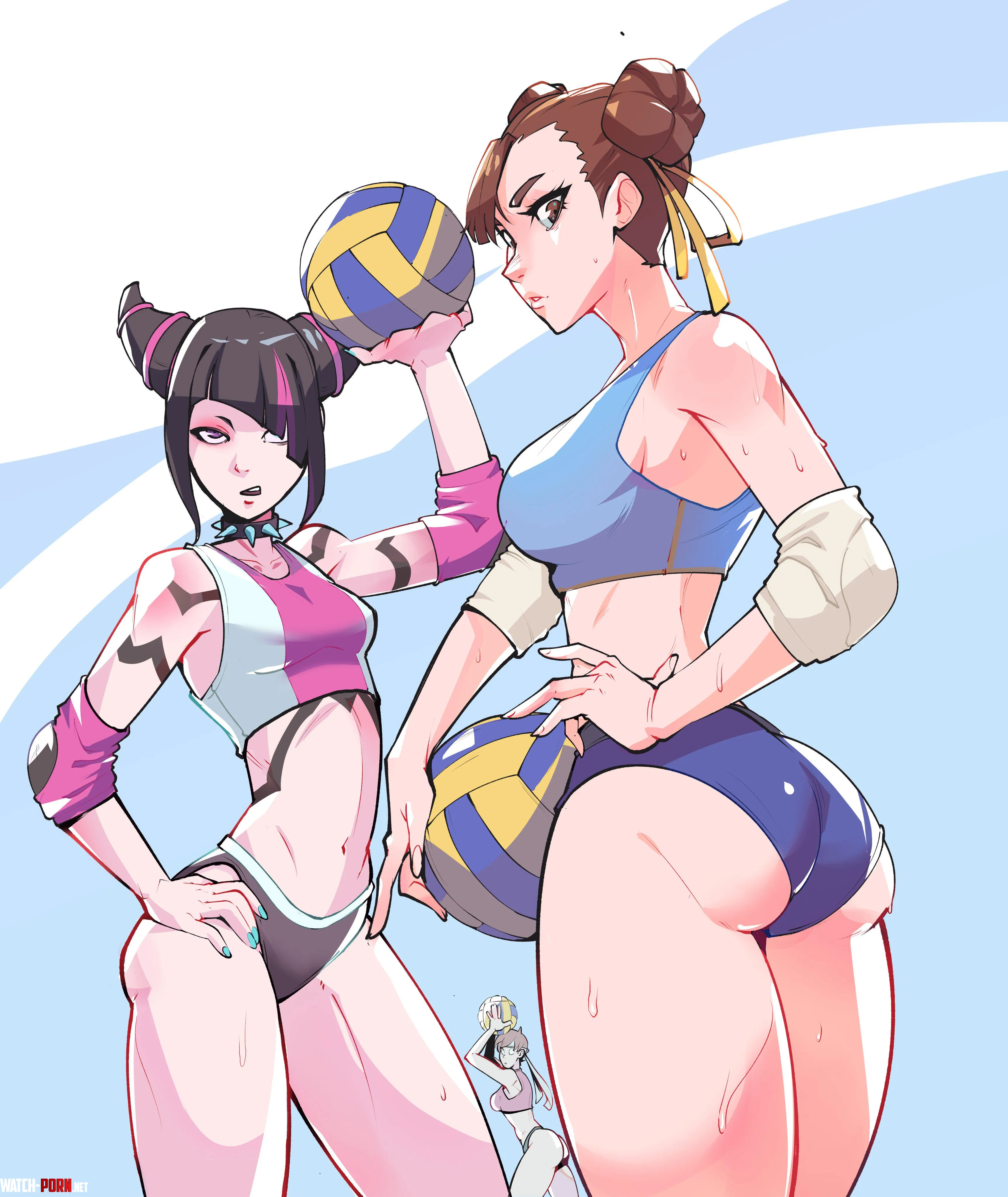 Volleyball Juri Han and ChunLi Zukupow Street Fighter by pinkqkie