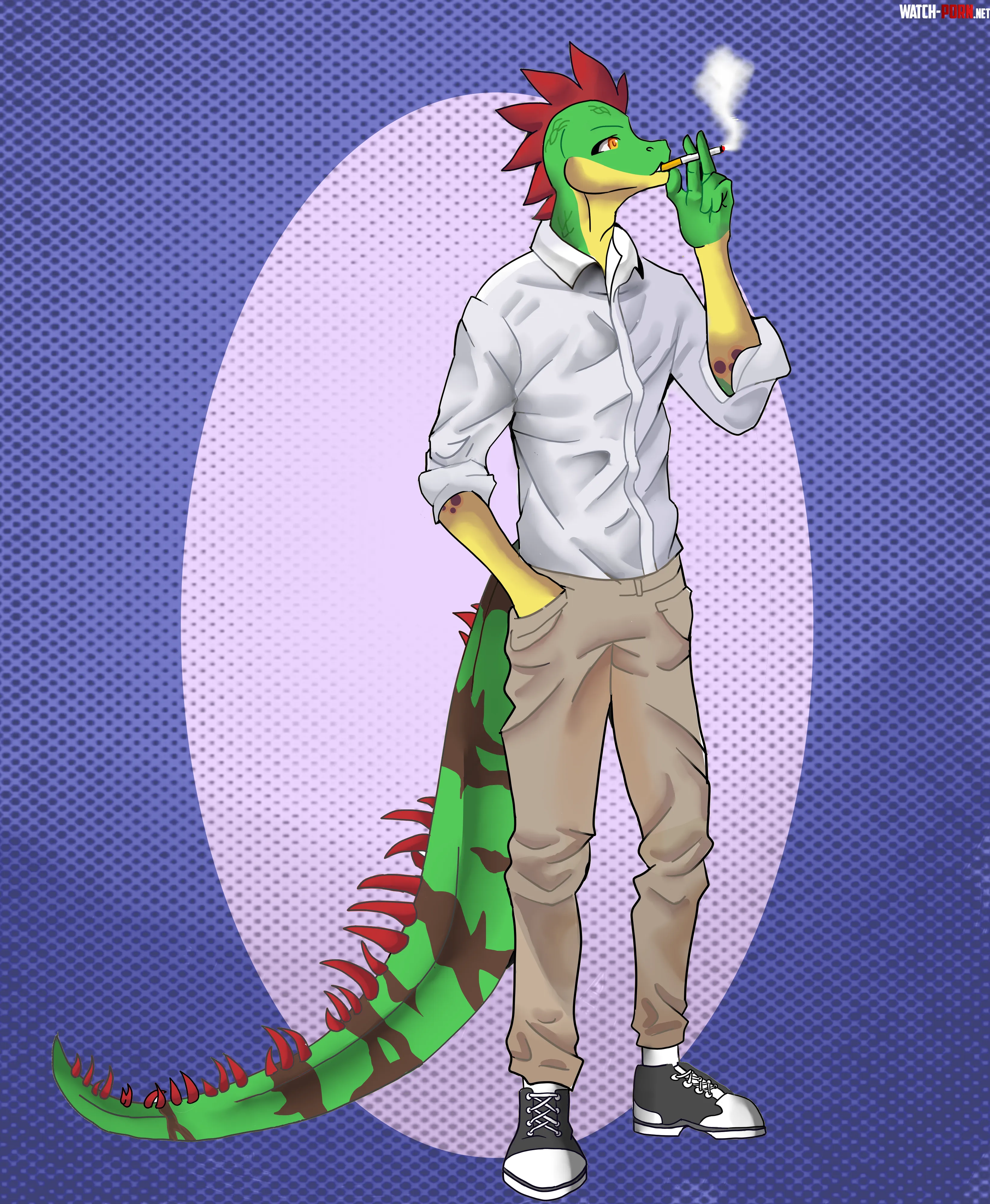 Iguana smoking art by me by New_Half1746