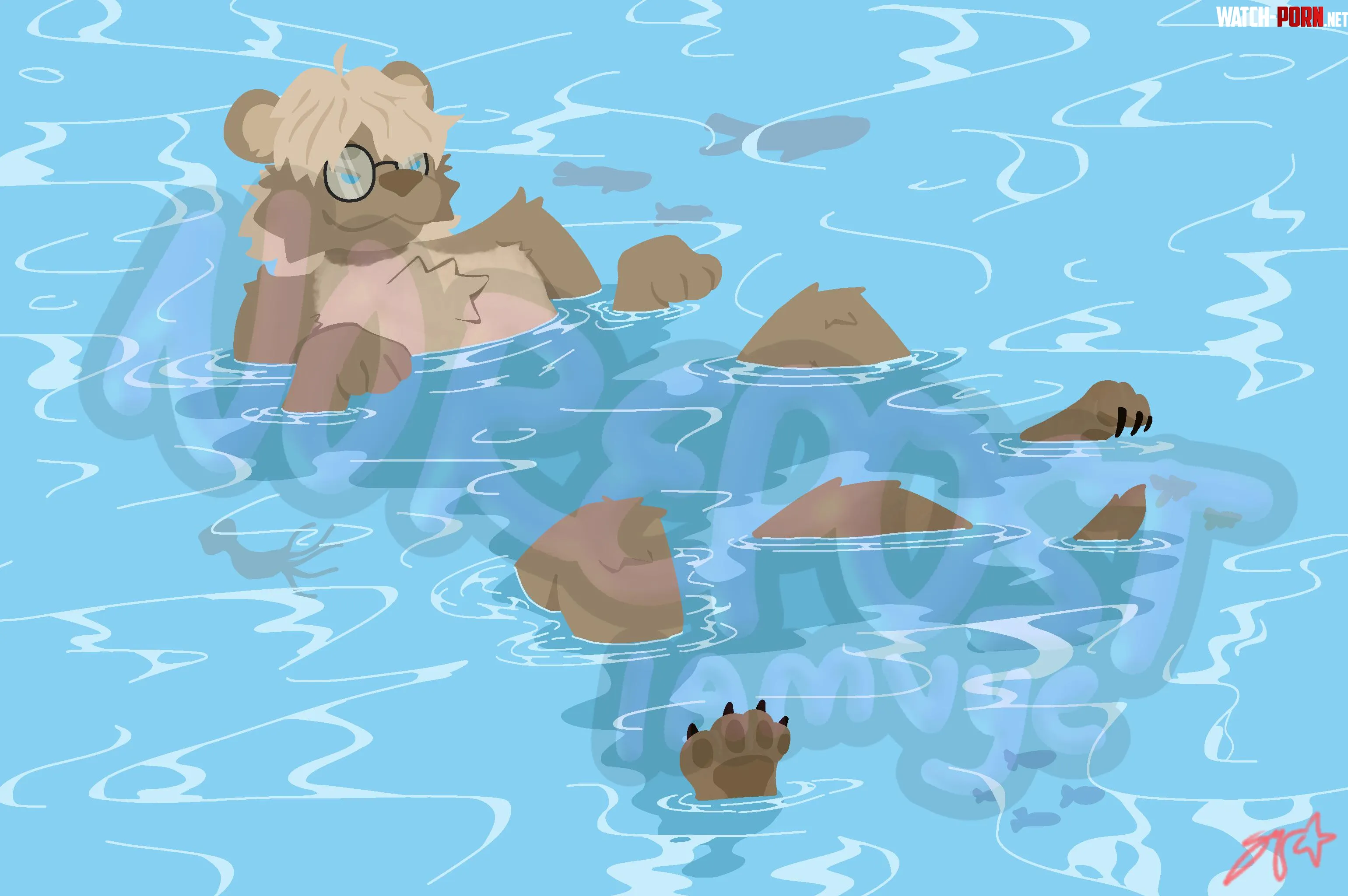 Otter floating around art by me by iamsky74