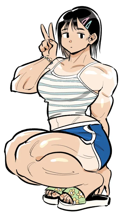 Thumbnail Explore Fitdrawngirls with TheTMoneyMan: Peace Sign frogi8