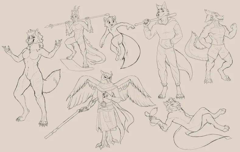Thumbnail Fullbody Sketches for 15USD - All Species and Genders | Jottace