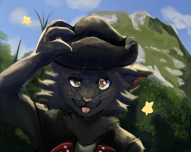 Thumbnail Handsome Kitty in the Mountains Art by Sora-KunOwO | Furry Category
