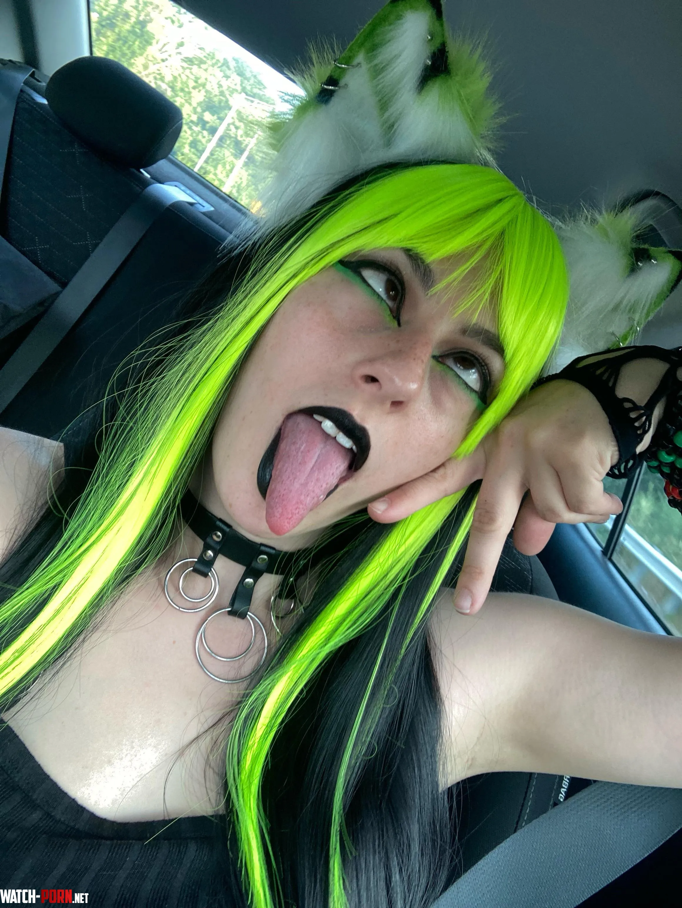 If a catgirls tongue is out it means shes ready to breed by Blue-Haze-Babe